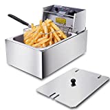 casulo Deep Fryer with Basket 1700W 10.57QT Commercial Deep Fryer Stainless Steel Electric Deep Fryer with Adjustable Temperature for French Fries, Chicken Wings, Chicken Legs, Fish, Steak