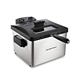 Hamilton Beach Professional Grade Electric Deep Fryer, XL Frying Basket, Lid with View Window, 1800 Watts, 19 Cups / 4.5 Liters Oil Capacity, Stainless Steel