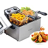 Secura Electric Deep Fryer 1800W-Watt Large 4.0L/4.2Qt Professional Grade Stainless Steel with Triple Basket and Timer