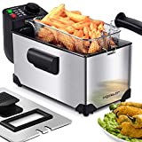 Aigostar Deep Fryer, Electric Deep Fat Fryers with Baskets, 3 Liters Capacity Oil Frying Pot with View Window, ETL Certificated, 1650W Ushas