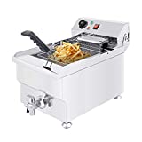 ALDKitchen Commercial Deep Fryer | Electric Oil Fryer | Snack Machine with Removable Basket | Stainless Steel | 110V (17 L)