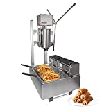 ALDKitchen Churros Machine | 5 Nozzles | Manual Churro Maker with Deep Fryer | Churro Cutter | Stainless Steel (Churro + fryer)