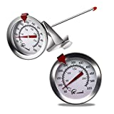 KT THERMO Deep Fry Thermometer With Instant Read,Dial Thermometer,6' Stainless Steel Stem Meat Cooking Thermometer,Best for Turkey,BBQ,Grill