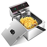 ARLIME Deep Fryer with Basket, 1700W Stainless Steel Electric Countertop Deep Fryer with 6.4 Quart Oil Container & Lid, Adjustable Temperature, Large Capacity Kitchen Frying Machine Perfect for Chicken, Shrimp, French Fries