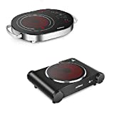 Cusimax Portable Electric Stove, Infrared Single Burner Heat-up In Seconds,Ceramic Glass Single Hot Plate Cooktop for Dorm Office Home Camp, Compatible w/All Cookware