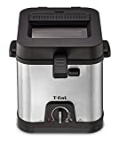 T-fal FF492D Stainless Steel 1.2-Liter Oil Capacity Adjustable Temperature Mini Deep Fryer with Removable Lid, 0.66-Pound, Silver - 8000035819
