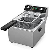 TOPKITCH Electric Deep fryer Stainless Steel Deep Fryer with Basket & Lid Capacity 10L Electric Countertop Fryers for Home Kitchen and Restaurant with 60 Minute Timer, 1800 Watts, 120V