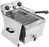 LKZAIY Deep Fryer 3000W / 220V Commercial Electric Fryer with Basket, 8.5 QT Professional Countertop Induction Oil Fish Deep Fryer with Drain System & Timing-Temperature Control Function for Commercial and Home Use