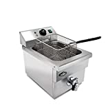 KWS DY-6 Commercial 1750W Electric Deep Fryer 5.7L Stainless Steel with Faucet Drain Valve System for Commercial and Home User
