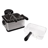 Electric Deep Fryer- 3 Fry Baskets, 1 Large and 2 Small for Dual Use- At Home Stainless Steel Hot Oil Cooker by Classic Cuisine (4 Liter)