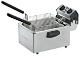 Waring Commercial WDF75RC Heavy Duty 8.5 lb double basket deep fryer, includes 4 twin baskets & 2 night covers - 1800w, 120V, 5-20 Phase Plug