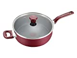 T-fal B0398264 Excite ProGlide Nonstick Thermo-Spot Heat Indicator Dishwasher Oven Safe Jumbo Cooker with Lid Cookware, 5-Quart, Rio Red