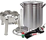 Deep Fryer Kit 42 Quart Aluminum Grand Gobbler for 25+ LBS Turkeys with Low Profile Stainless Steel Burner by Bayou Classic