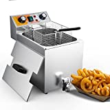 Festa Essential 14-qt Electric Countertop Commercial Deep Fryer with 1 x 6.8Qt Basket, for Restaurant and Home - 120V, 1700W, Stainless Steel Construction