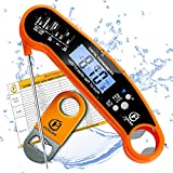 HONJAN Instant Read Food Thermometer Waterproof for Kitchen Cooking with Backlight and Calibration Feature(Orange)