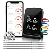 Wireless Bluetooth Meat Thermometer Probe: 4 Food Temp Probes for Cooking and Grilling - Smart Digital Internal BBQ Thermometer with App - Kitchen Temperature Monitoring for Oven Grill Barbecue Smoker