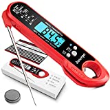 Juseepo Instant Read Waterproof Meat Thermometer - 2s Instant Read Ultra Fast Cooking Thermometer with Backlight & Calibration.Best Kitchen Food Thermometer for Cooking, Outdoor Grill and BBQ(Red)