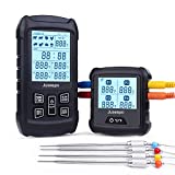 Juseepo Wireless Digital Meat Thermometer with 4 Probes, 300 Feet Range, LCD Backlit Large Screen Remote Digital Cooking Food Thermometer, Suitable for BBQ, Grill, Steak, Turkey and Oven