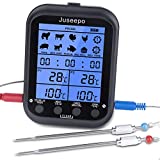 Juseepo Dual Probes Digital Cooking Meat Thermometer, Best for Cooking and Large LCD Backlit Kitchen Food Thermometer with Timer Mode, Suitable for Sugar, Frying, Steak, Turkey, Oven, and BBQ