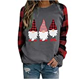 Beautyolove Womens Christmas Raglan Baseball Clothes, Gnome Reindeer Graphic Sweater Shirts Trendy Sweatshirts Tops 01-gray XX-Large