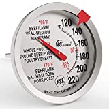 KT THERMO Meat Thermometer for Cooking - NSF certificated Instant Read Cooking Temperature Thermometer Oven Safe , Waterproof 2.5 ' dial, 5' Long Probe for Poultry,Roasting,Baking,BBQ Cooking