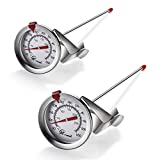 KT THERMO Deep Fry Thermometer with Instant Read,Dial Thermometer（2-Pack）,6' Stainless Steel Stem Meat Cooking