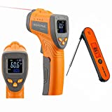 INKBIRD Infrared Thermometer Digital Laser Temperature Gun -58℉~1022℉ INK-IFT01 and Instant Read Meat Thermometer IHT-1P - Adjustable Emissivity Thermometers Gun for Cooking BBQ Oven Pizza