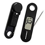 MEASUREMAN Digital Instant Read Foldaway Meat Thermometer Black ABS Small Body, Food Grade Stainless Steel Probe, 2-1/2' Length, Designed with Kitchen Hook, -58-572F/C