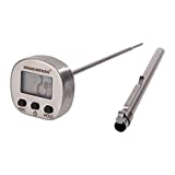 MEASUREMAN Digital Instant Read Meat Thermometer 304 Stainless Steel case and 5' Probe,Back Entry, Hold, on/Off, C/F, Stainless Steel Pocket and Clip, Battery Powered, -58-572F/C