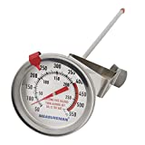MEASUREMAN Deep Fry Thermometer'2'' dial Size, 12'' Stainless Steel Stem, Stainless Steel Adjustable clamp, Back red Reset Clip on Bezel, Tempered Glass Window, 50-550F/C, Accuracy: +/-2%'