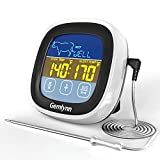 Gemlynn Digital Meat Thermometer for Cooking, Touchscreen LCD Large Display Thermometer with Backlight Long Probe, for Oven Deep Fry Air Fryer BBQ Grilling Roast Turkey Baking Yogurt