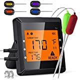 Digital Meat Thermometer Instant Read for Grilling and Cooking, 6 Probes Wireless Bluetooth Meat Thermometer with Super Large LCD Screen Timer Alarm Mode Safe for Food Cooking Kitchen Oven BBQ Smoker