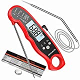 NIXIUKOL Meat Thermometer Digital Oven Safe Cooking Thermometer with Instant Read, 2 Probe, Large LCD Screen, Temperature Alarm, Food Thermometer Perfect for Kitchen Milk BBQ Grill