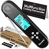 Instant Read Meat Thermometer for Cooking, Waterproof Digital Food Thermometer with 8 Preset Modes, Backlight and Alarm for Grilling, BBQ, Milk, Baking, Candy, Oil