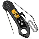 Dual Probe Digital Meat Thermometer Waterproof Instant Read Food Thermometer for Kitchen Oven Smoker Deep Fry Grill BBQ Candy Cooking with Backlight, Built-in Magnet, Temperature Alarm (Black)
