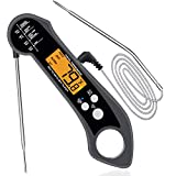 Dual Probe Digital Meat Thermometer for Cooking and Grilling with Backlight & Calibration Instant Read Kitchen Food Thermometer for BBQ Baking and Candy Thermometer for Christmas