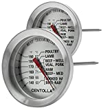 Meat Thermometer Oven Safe, 2 Pieces Dishwasher Safe Meat Thermometers for Cooking and Grilling, 2.12'' Stainless Steel Cooking Thermometer for Meat