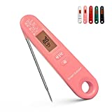 Smart Guesser Digital Meat Thermometer with Backlight for Kitchen Cooking-Instant Read Food Thermometer for Meat, Deep Frying, Baking,Grilling BBQ-Pink, (UIE-OT-104)