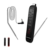 Smart Guesser Dual Probe Digital Meat Thermometer with Backlight for Kitchen Cooking, Water Proof -Extend Probe for Oven-Instant Read Food Thermometer for Meat, Deep Frying, Baking,Grilling BBQ-Black