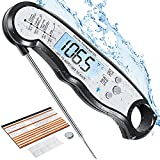 Instant Read Meat Thermometer for Cooking, Fast & Precise Digital Food Thermometer with Backlight, Magnet, Calibration, and Foldable Probe for Deep Fry, BBQ, Grill, and Roast Turkey