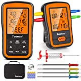 Wireless Digital Meat Thermometer with 4 Probes & Meat Injector, Upgraded 500FT Remote Range Cooking Food Thermometer for Grilling & BBQ & Oven & Kitchen