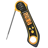 BREXFIRE Digital Meat Thermometer for Cooking Waterproof Instant Read Food Thermometer with Backlight, Built-in Magnet, Calibration, and Long Foldable Probe for Kitchen Deep Fry Grill BBQ Candy