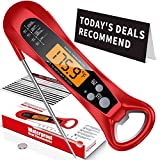 NIUTA Intelligent Fast Instant Read Meat Thermometer Best Waterproof Ultra Fast Thermometer with Backlight & Calibration. Digital Food Probe Kitchen, for Grill and Cooking.Outdoor Grilling BBQ!-Red