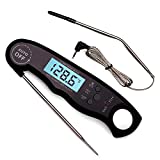 Digital Instant Read Meat Thermometer for Grill and Cooking - 2 in 1 Accurate BBQ Temperature Probe with Alarm Function and Backlit LCD Screen - Includes A Wired Oven Safe Meat Thermometer Probe