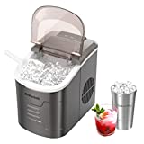 Nugget Ice Maker, Cohotek Ice Maker Machine for Countertop, 9 Bullet Cubes Ready in 6 Mins, 33 lbs/24H, Portable Ice Maker Machine with Scoop, Basket & 600ml Stainless Cup for Home/Kitchen/Bar