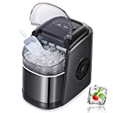 Antarctic Star Ice Maker Machine Countertop,Portable Automatic 9 Ice Cubes Ready in 8 Minutes,Makes 26 lbs of Ice per 24 Hours,Self-Clean,See-Through Lid for Home/Bar/Party Black