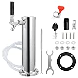 MRbrew Single Tap Draft Beer Tower, Support Countertop and Kegerator Installation, Stainless Core Beer Faucet Stainless Steel 3'' Flange Brewing Tower Dispenser Kit with Self-Closing Faucet Spring