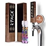 Chalkboard Beer Tap Handles - 2-Pack Wooden Walnut Beer Tap Handles With Chalkboard And Pen - Best For Homebrew, Kegerators And Bars - Makes A Great Gift For Beer Lovers And Homebrewers