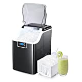 R.W.FLAME Nugget Ice Maker Machine for Countertop, Cubes Ready in 10-15 Mins, 44Lbs/24H, Auto Self-Cleaning, with LCD Screen for Home Office Party Bar