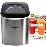 Deco Chef Stainless Steel Electric Top Load Ice Maker with The Smoothies Bible Recipe Book